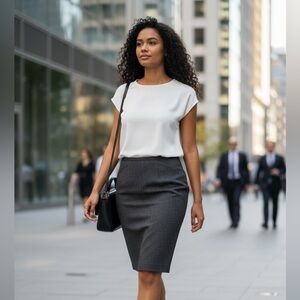 Femme  charcoal grey pencil skirt w 2 front pockets and back zipper & slit